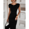 Čierne elegantné priliehavé šaty SENIRA s rázporkom