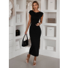 Čierne elegantné priliehavé šaty SENIRA s rázporkom