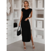 Čierne elegantné priliehavé šaty SENIRA s rázporkom