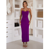 Fialové dlhé šaty SLOMYX so špagetovými ramienkami