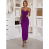 Fialové dlhé šaty SLOMYX so špagetovými ramienkami