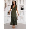 Kaki dlhé letné šaty BLANQE s volánikmi