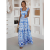 Modré dlhé ľahké letné šaty MODORO s prestrihmi