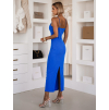 Modré dlhé šaty SLOMYX so špagetovými ramienkami