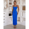 Modré dlhé šaty SLOMYX so špagetovými ramienkami