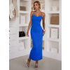 Modré dlhé šaty SLOMYX so špagetovými ramienkami