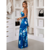 Modré kvetinové dlhé letné šaty DAFIRA so šatkou