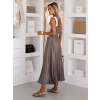 Šedohnedé dlhé letné elegantné šaty HEXINY