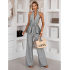 Šedý elegantný nohavicový dlhý komplet OLENIRI