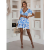 Modrý letný komplet VALTIA so sukňou a volánikmi