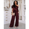 Vínové široké saténové nohavice PULSINA
