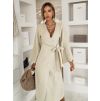 Béžové mušelínové zavinovací šaty CRUXA s dlouhým rukávem (Veľkosť ONESIZE)