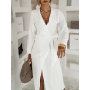 Biele zavinovacie mušelínové šaty CRUXA s dlhým rukávom