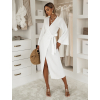 Biele zavinovacie mušelínové šaty CRUXA s dlhým rukávom