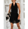 Čierne letné mini šaty MINORY s výstrihom