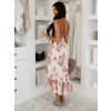 Krémové kvetinové letné dlhé maxi šaty FELUNE