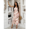 Krémové kvetinové letné dlhé maxi šaty FELUNE