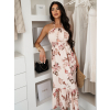 Krémové kvetinové letné dlhé maxi šaty FELUNE