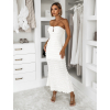 Biele dlhé maxi šaty SHEVIBE bez ramienok