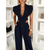 Tmavomodrý elegantný nohavicový kostým ARVENOX