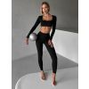 Černý sportovní crop top JIMELA s dlouhým rukávem (Veľkosť L)