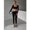 Černý sportovní crop top JIMELA s dlouhým rukávem (Veľkosť L)