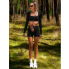 Černý sportovní crop top JIMELA s dlouhým rukávem (Veľkosť L)