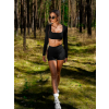 Černý sportovní crop top JIMELA s dlouhým rukávem (Veľkosť L)