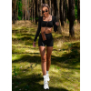 Černý sportovní crop top JIMELA s dlouhým rukávem (Veľkosť L)