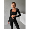 Černý sportovní crop top JIMELA s dlouhým rukávem (Veľkosť L)