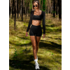 Černý sportovní crop top JIMELA s dlouhým rukávem (Veľkosť L)