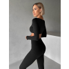 Černý sportovní crop top JIMELA s dlouhým rukávem (Veľkosť L)