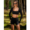 Černý sportovní crop top JIMELA s dlouhým rukávem (Veľkosť L)