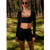 Černý sportovní crop top JIMELA s dlouhým rukávem (Veľkosť L)