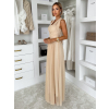 Béžové spoločenské tylové variabilné šaty OBSIYA s vlečkou