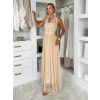 Béžové spoločenské tylové variabilné šaty OBSIYA s vlečkou