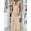 Béžové spoločenské tylové variabilné šaty OBSIYA s vlečkou