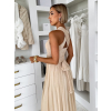 Béžové spoločenské tylové variabilné šaty OBSIYA s vlečkou