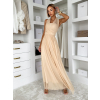 Béžové spoločenské tylové variabilné šaty OBSIYA s vlečkou