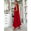 Červené saténové dlhé plisované šaty EKULY