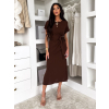 Hnedé ľahké vypasované šaty NIRELA s viazaním