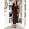 Hnedé ľahké vypasované šaty NIRELA s viazaním