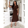 Hnedé ľahké vypasované šaty NIRELA s viazaním