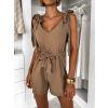 Hnedý elegantný letný krátky overal OTARAN