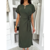 Khaki elegantní vypasované šaty NIRELA s vázáním (Veľkosť ONESIZE)