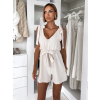 Krémový elegantný letný krátky overal OTARAN