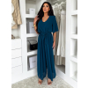 Petrolejový elegantný dlhý spoločenský overal LEIRIA