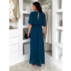 Petrolejový elegantný dlhý spoločenský overal LEIRIA