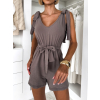 Šedohnedý elegantný letný krátky overal OTARAN