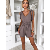 Šedohnedý elegantný letný krátky overal OTARAN